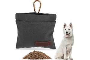 Jeffdad Leckerlibeutel für Hunde, Freihändige Futterbeutel Hundetraining mit Karabiner Freihändige Hundeleckerlitasche Automatischem Verschluss Welpen Leckerlitasche für Hundetraining (Schwarz)