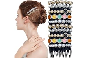 ASWEWAMT 10Pcs Pearl French Hair Comb Accessories - Vintage Elegant Side Combs for Women & Girls - Bridal Fine Hair