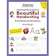 Teaching kids to write in Beautiful Handwriting - From strokes to sentences (Print script) - For age 2-6 years - ABC learning and writing through pictures with words and sentences (non-cursive)