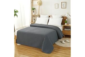 ‎LANEETAL Laneetal Tagesdecke Steppdecke Bettüberwurf Patchwork Flanelle Wendedesign Kariert, Bettdecke Stepp Decke Doppelbett unterfüttert und Gesteppt, Dunkelgrau, 220x240 cm