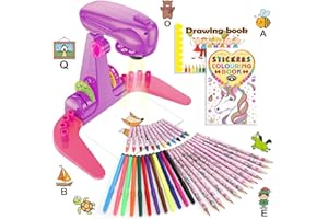 KONIJIWA Juguetes Niña Proyector Dibujos para Niños con 72 Motivos Regalos Niña Juguete Proyector Infantil 3 4 5 6 Años Con Lápiz, Libro para Dibujar, Libro para Colorear Unicornio, Regla