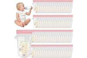 Pmueuff 100 Stück Muttermilchbeutel, 200ml Muttermilch Aufbewahrung Bag Doppelreißverschluss Auslaufsicheres Muttermilch Aufbewahrungsbeutel Milchbeutel für Muttermilch mit Ausgießer