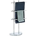 Chrome Towel Rack, 3 Tiers, Half-Round Base, Freestanding Towel Holder Metal Hwd 83x40x18 Cm Silver Relaxdays