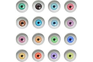 Julie Wang Pack of (x20) Round Mixed Glass Eyes Light Color Pupils Flat Back Time Gem Cabochons Art Craft for Making Scrapbooking Embellishments Decors 30mm