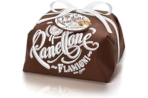 FLAMIGNI, Artisan Italian Panettone with Dark Chocolate Drops, Glazed with Hazelnuts and Almonds, Without Raisins and Candied, Hand Wrapped Packaging, 1kg