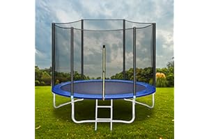 ‎HOMEMIYN HomeMiYN Trampolin Ø 183/244/305/366cm Gartentrampolin mit Sicherheitsnetz, Trampolin mit Leiterkombination, UV-beständig wasserdichtes Outdoor-Trampolin für Kinder und Familien