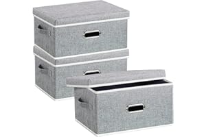 HORRAu Faltbare Aufbewahrungsbox mit Deckel Stoff, 20 Liter, 3er Pack