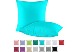 ‎BASATEX BaSaTex Doppelpack Baumwolle Renforcé Kissenbezug 80x80 cm | Kissenbezüge aus 100% Baumwolle | Kissenhüllen in Petrol Türkis