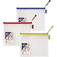 Snopake A5 Heavy Duty EVA Mesh Zippa-Bag [Pack of 3] 255 x 205 mm - Transparent/Assorted [15818]