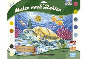 MAMMUT SPIEL & GESCHENK Mammut 109203 - malowanie według liczb - żółw morski, dzieci od 8 lat, około 30 x 40 cm