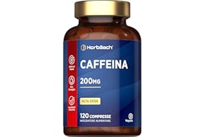 HORBÄACH Caffeina Integratore 200 mg | 120 Compresse Vegane per 4 Mesi di Scorta | Integratore Alimentare Senza Conservanti and Additivi | Caffeine Pills ad Alto Dosaggio | by Horbaach