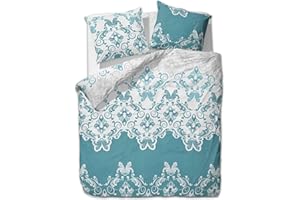 ETÉREA HIMMLISCHE QUALITÄT ETÉREA Microfaser Bettwäsche 135x200cm + 80x80cm - Ganzjahresbettwäsche Bettbezug Emma Ornamente - Bettwäsche Set mit Kissen 135x200cm Bettbezug + 80x80cm Kissenbezug Microfaser - OEKOTEX - Türkis