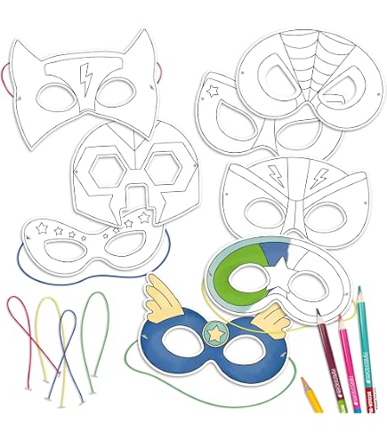 6 Masques Super Héros à Créer - Kit Artibul Oxybul Pour Enfants 3-8 Ans