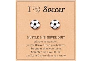 ONPERPOE Football Stud Earrings for Kids - Black and White Soccer Gift for Girls and Boys