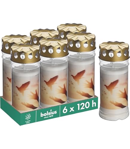 Bolsius Grablichter Nr. 6 Mit Weihnachtsmotiv - 4 Stück 70h Brenndauer Ohne Palmöl