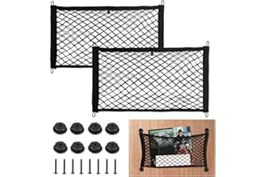 LIANGREN 2 Stück Kleine Frachtnetze Camper Speicher Tasche Mesh Netz Elastische Dehnbare Kofferraum Frachtnetze für SUV Autos RV Camper Boote Automotive (18''x9.8'')