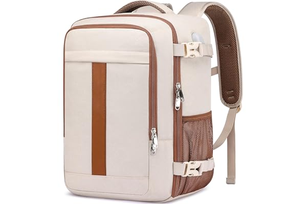 PUSLOM Mochila Viaje Cabina Avion 40x20x25 para Ryanair 20L Mochila de Viaje Equipaje de Mano Bolso Viaje Mujer Cabina Mochila Portatil 14 Pulgadas con Puerto USB para Trabajo Escuelas, Beige