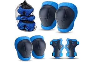 MINXIN Protection Roller Enfant, 6 Pièces Ensemble d'équipements de Protection, Kit Réglables Coudières Genouillère,Equipement de Protection pour Skateboard, Vélo, Trottinette 3 à 8 Ans