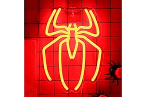 OKIYID Neon Spider Sign for Wall Decor - Bedroom, Living Room, Office, Game Room, 5V USB Power, Chain Hooks