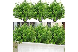 NANQWIN 12pcs Artificial Plants Fake Plastic Greenery Shrub Bushes UV Resistant Plants Plastic Wheat Grass for Indoor Outdoor Home Garden Decoration (Shurb 111)