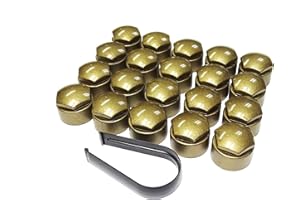 Partsdealers® Runde Radmutter-Abdeckkappen für Audi A1, A3, A4, A5, A6, A7, A8, TT, Q3, Q5, Q7, 17 mm (Gold)