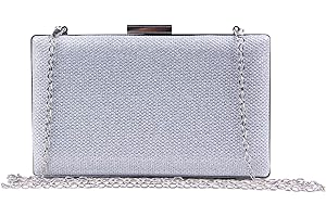 Jywmsc Mujeres Brillante Bling Fiesta Bolso de Mano Cartera De Noche De Metal Caja Dura De Hombro