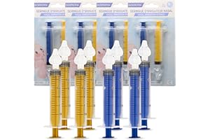 8 Jeringas (4 amarillas + 4 azules) - Jeringa Lavado Nasal Bebé, Aspirador Nasal para Bebé, Jeringuilla Lavado Nasal, Lavado Nasal y Saca Mocos para Bebés - BORNOVA