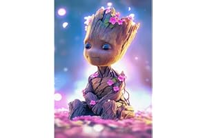 DPHERO 5D Bricolage Cartoon Diamond Painting, DIY Broderie Dessin Animé Diamant Painting Kit Complet, Fleurs Peinture Diamant Artisanat Strass Point de Croix Painting pour Adultes 30x40 cm