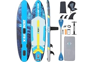 ZLX SUP Board mit Sitz Tragbar Stand up Paddling Board 320cm Stabil Aufblasbares Paddle Board für Erwachsene Familien Anfängerfreundlich, Anti-Rutsch Deck, Pumpe