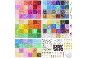 BIBOKLTIY 114 Colores 13350 Piezas 4mm Cuentas para Pulseras, Abalorios para Hacer Pulseras, kit para hacer pulseras, Cuentas para Hacer Pulseras, Beads for Jewelry Making