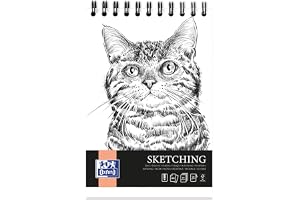 Oxford Artistic skissblock A6-katt, 80 ark, ritblock med spiral, sketchbook, konstblock 90 g/m² syrafritt papper, ritbok med stabil baksida, skissbok för ritning och skisser
