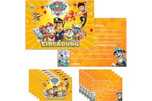 GUBOOM Einladungskarten 12er Set Kindergeburtstag mit Paw Dog kompatibel, Einladungskarten Kindergeburtstag Mädchen Junge, Paw Dog Einladungskarten Geburtstag Deutsch