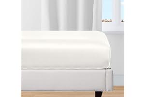 ‎CALIFORNIA DESIGN DEN Spannbettlaken 200x200cm 100% Bio-Baumwolle, kühlendes Perkal-Gewebe, leicht, Übergangspassung, knackig, mit tiefer Tasche-Elfenbein Spannbetttuch von California Design Den