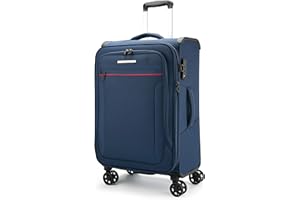 ABISTAB Verage Toledo Weichgepäck 4 Doppelrolle Koffer Trolley M-69cm 65-78 L erweiterbar, TSA-Schloss, Weichschale-Reisekoffer Blau