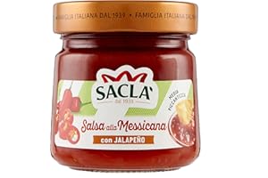 Saclà, Salsa alla Messicana con Jalapeño, Condimento a Base di Pomodori, Peperoni, Cipolla e Jalapeños, Ideale con Nachos, Tacos e Tortillas, Vaso Vetro, 190g, Confezione da 6 Pezzi