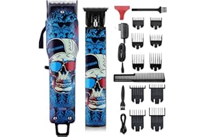 BESTBOMG Tondeuse Cheveux Hommes Professionnel, Tondeuse Barbe Kit avec 10 Peigne de Guidage Tondeuse Finition Sans Fil avec USB Rechargeable Li-ion Batterie 2000mAh/1200mAh (Y1+T9)