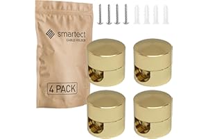 smartect Support Mural et plafonnier en Aluminium pour Câbles [4 pièces, Or] Fixation au Plafond avec vis et chevilles, Support de Câble en saillie pour vos projets DIY