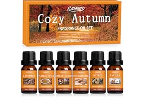 SALUBRITO Autumn Essential Oils Set, Premium Fragrance Oils for Diffuser, Home, Candle, Soap Making, Aromatherapy Oil Gife Set, Cinnamon, Pumpkin Spice, Spiced Cider, Snickerdoodle, Vanilla, Nutmeg
