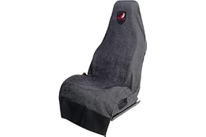 Cov My Seat Serviette Haut de Gamme Housse Protection Siège Voiture Auto Avant Universel Anti Transpiration (Coton Noir & Blason Rouge, X 1 Piece/Serviette)