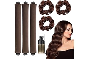 WINBEST 3 PCS Overnight Heatless Curlers Headband,Curling Rod Hair Rollers For All Hair Types No Heat Silk Curling Ribbon Soft Lazy DIY Hair Styling Tools (Brown)