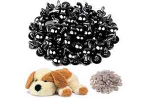 ERTLUTW Safety Eyes for Crochet Toys 12mm, 100Pcs Safety Eyes with Washer 12mm Black Plastic Toy Eyes Craft Eyes Craft Black Eyes Doll Eyes for Soft Toy Making Craft Plastic Eyes for Craft Animals Puppet DIY