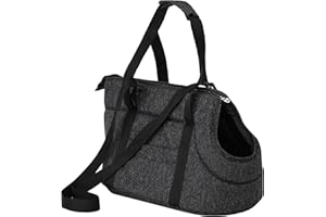 PillowPrim Hundetasche, Transportbox, Katzentasche, mit verstellbarem Schultergurt, mit Seitentaschen, Hände frei Reisetasche, Schwarz, 2: 25 x 43 x 27 cm
