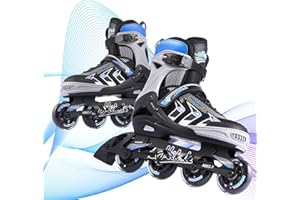 Hikole Adjustable Inline Skates Comfortable Adult Inline Skates with Adjustable Size for Women, Men, Teens, Beginners, Size 4-16