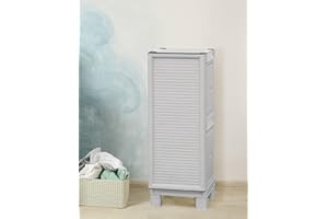 Dmora - Armoire d'extérieur Waremme, Mobilier d'extérieur, Armoire de Balcon Polyvalente, Armoire d'extérieur, 100% Made in Italy, Gris Clair, 35x39h92 cm