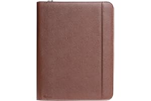 Vebon® Porte-documents A4 grand "Rome" I Double fermeture éclair + pince I Porte-documents de conférence + sacoche pour ordinateur portable I Espace de rangement supplémentaire I Cacao I Similicuir