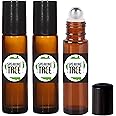 Speaking Tree 10ml Premium Empty Refillable Reusable Roll on Glass Bottles for Essential oils, DIY Perfumes, Cosmetics, Blends - Set of 3, Black Cap
