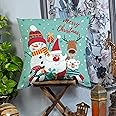 BRICK HOME Merry Christmas Printed Cotton Canvas Cushion Cover Pack of 1 (16x16 Inches)