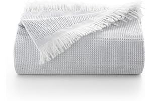 GAMUSI Colcha Multiusos Cama y Sofa. Plaid Foulard cubrecama Mantas de Sofa Suave y Transpirable algodón Nido de Abeja - 180x140 cm, Gris Claro