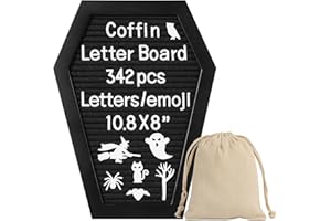G GAMIT Coffin Felt Letter Board with 342 Changeable Letters&Numbers, 10.8”x8” Spooky Letterboard Gothic Message Board Letter Sign Board with Stand and Canvas bag for Halloween Party Christmas