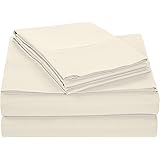 Amazon Basics Microfiber Sheet Set - (Includes 1 Bedsheet, 1 Fitted Sheet With Elastic, 2 Pillow Covers) King, Beige